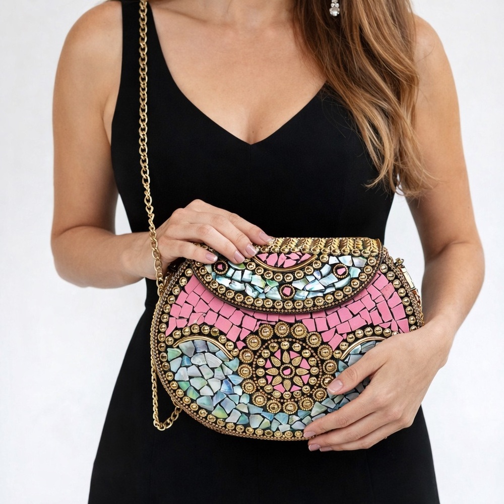 RAMLA Beverly Hills Pink Mosaic Bag NEW